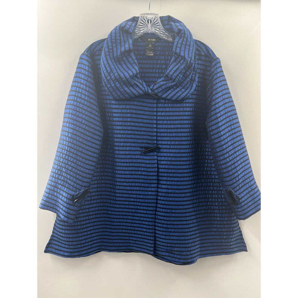 Ali Miles Women’s 3/4 Sleeve Royal Blue & Black Top Jacket Career Dressy Large